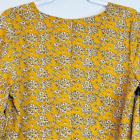 Belongsci Mustard Floral Mini Dress – Boho-Chic Sunshine Style (Size S) - Picture 6 of 16